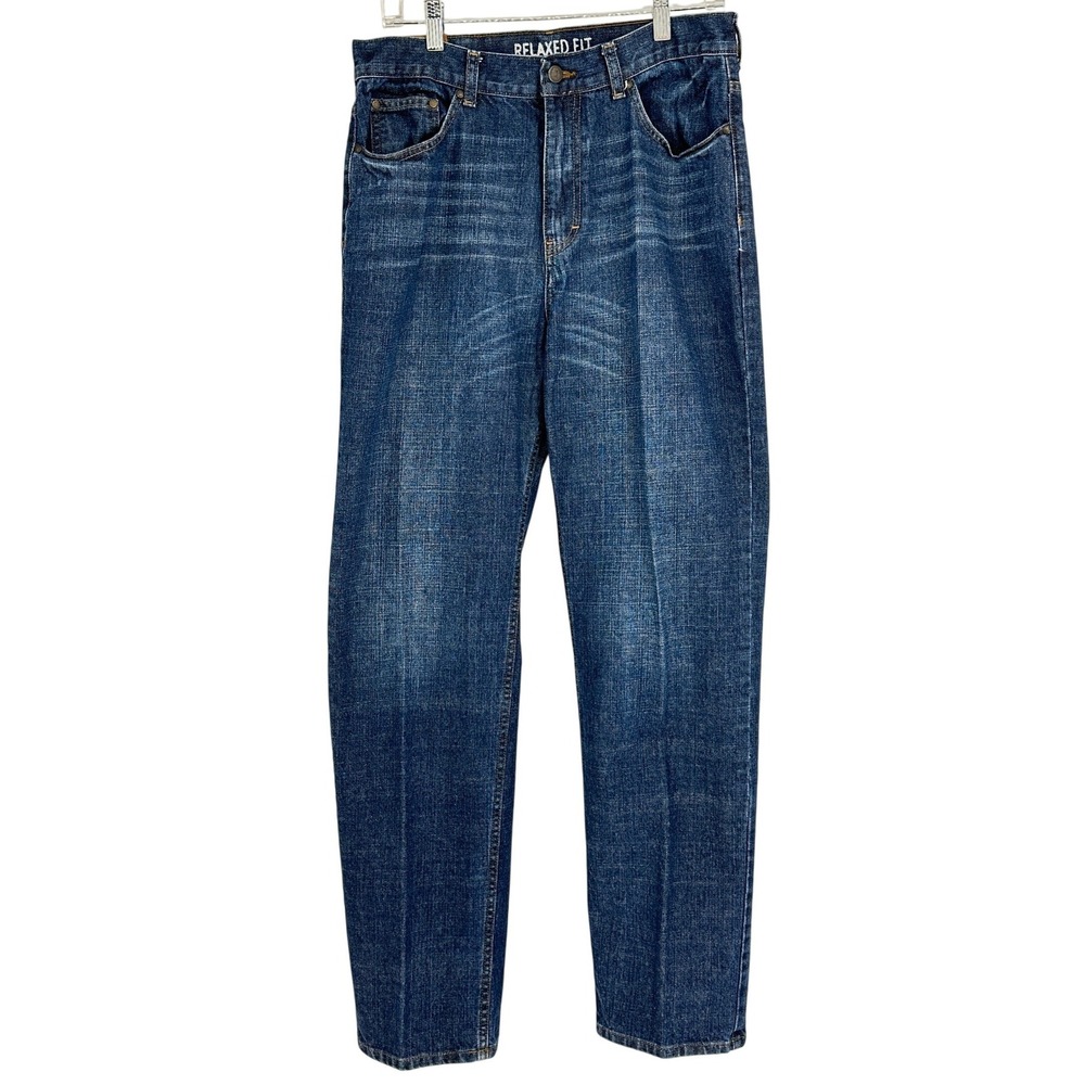 Chaps Denim Relaxed Fit Jeans Mens 32x34 Blue Excellent Dark Wash‎ Straight Leg